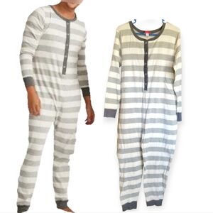 Striped Gray and White Onesie Pajamas